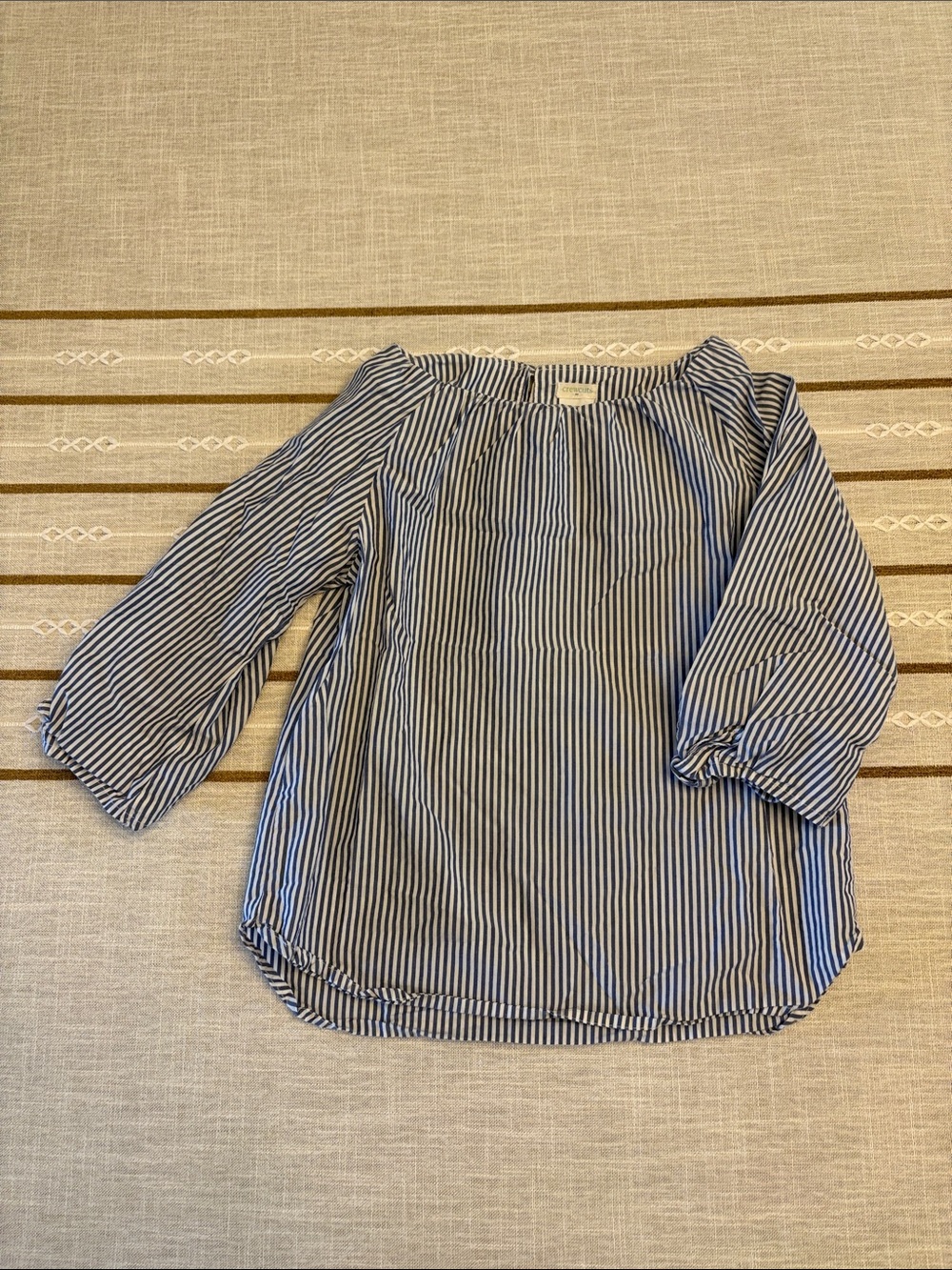 Crewcuts Blue and White Striped Top with tie sleeves